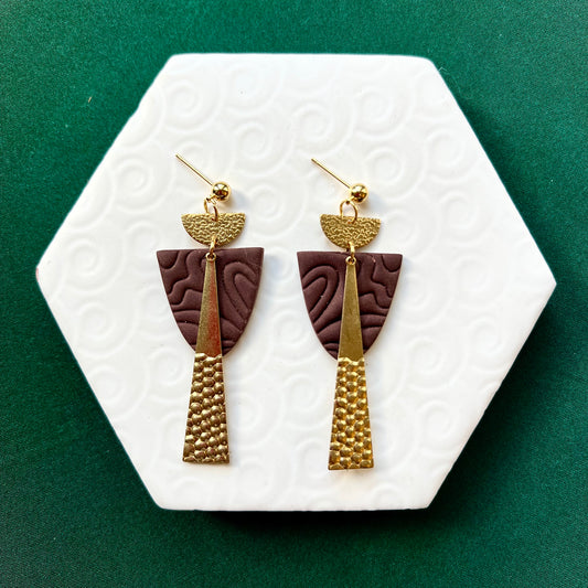 Harper Brown and Gold Statement Earring