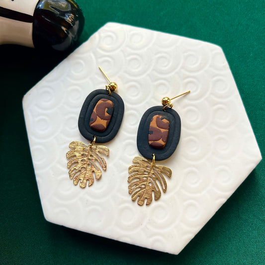 Rianna Leopard Print with Leaf Earring