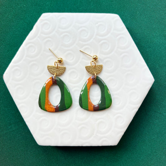 Carla Green Stripe Triangle Earring