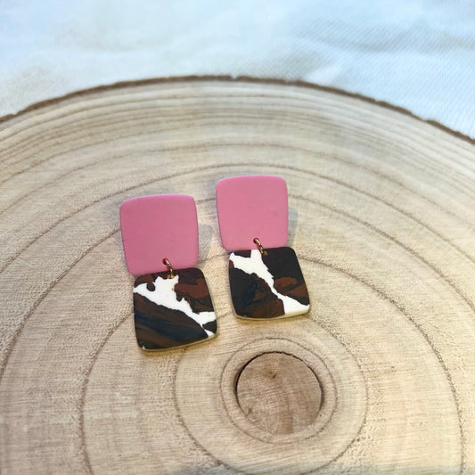 Millie Pink Cow Print Earring
