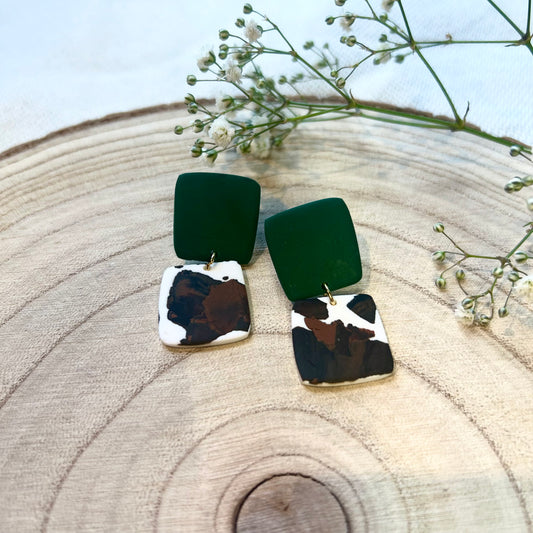 Millie Green Cow Print Earring