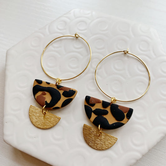 Lottie Leopard Textured Charm Hoop Earring
