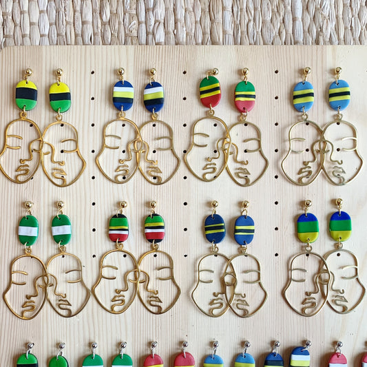 Flag Large Gold Face Ball Stud Earring