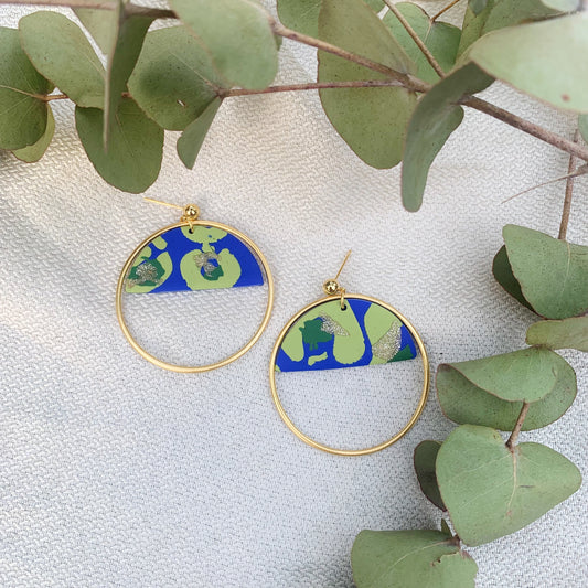 Coco Blue & Green Large Hoop Ball Stud Earring