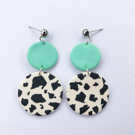 Domino Mint Dalmatian Ball Stud Earring
