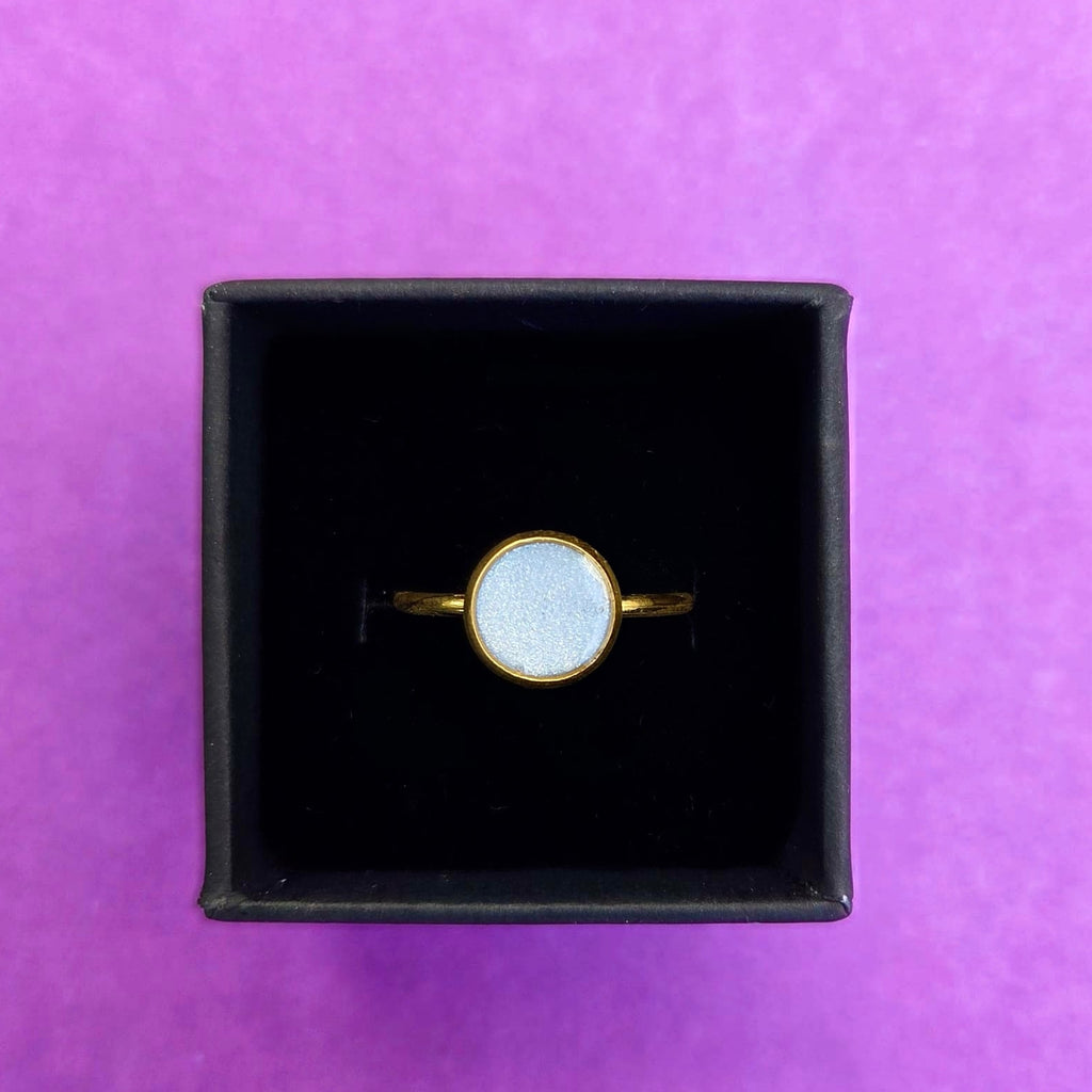 Blue Metallic Gold Plated Adjustable Ring