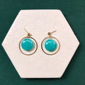 Jessie Aqua Bead With Gold Hoop Ball Stud Earring