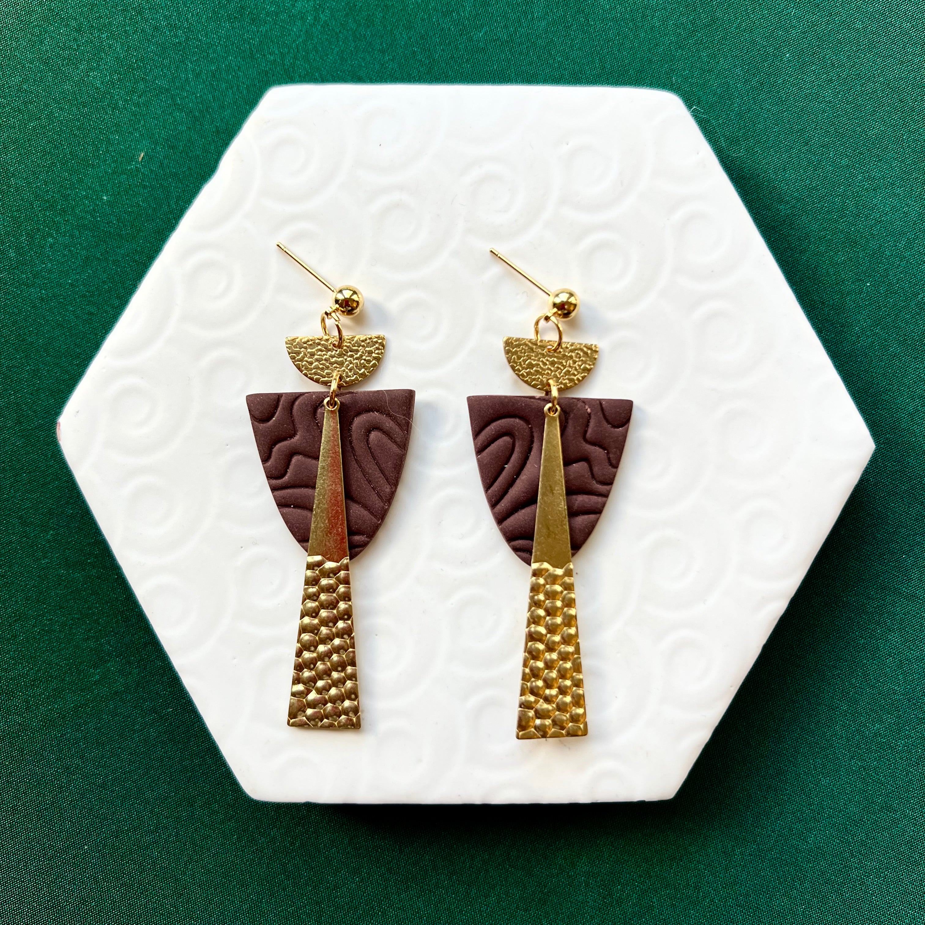 Harper Brown and Gold Statement Earring