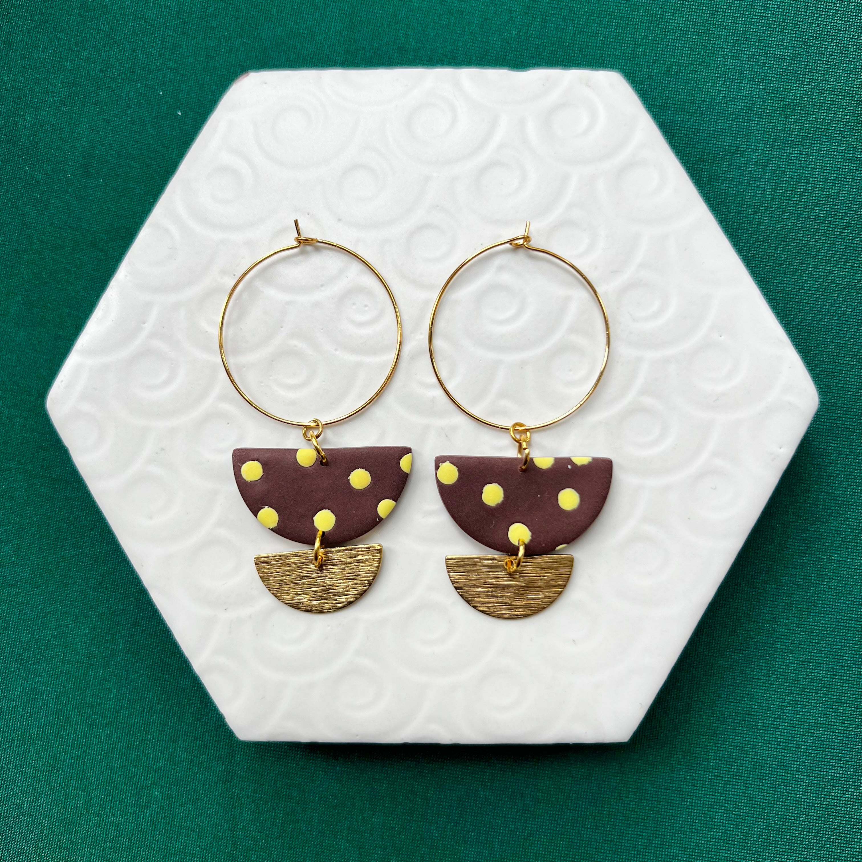 Lottie Brown Polka Dot Hoop Earring