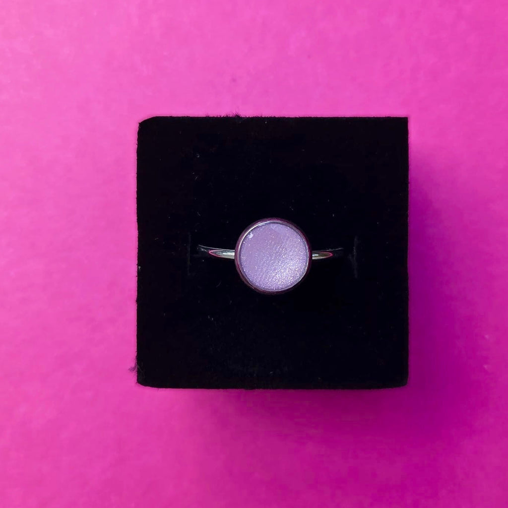 Pink Metallic Silver Adjustable Ring