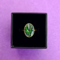 Green Mix Faux Stone Gold Plated Adjustable Ring