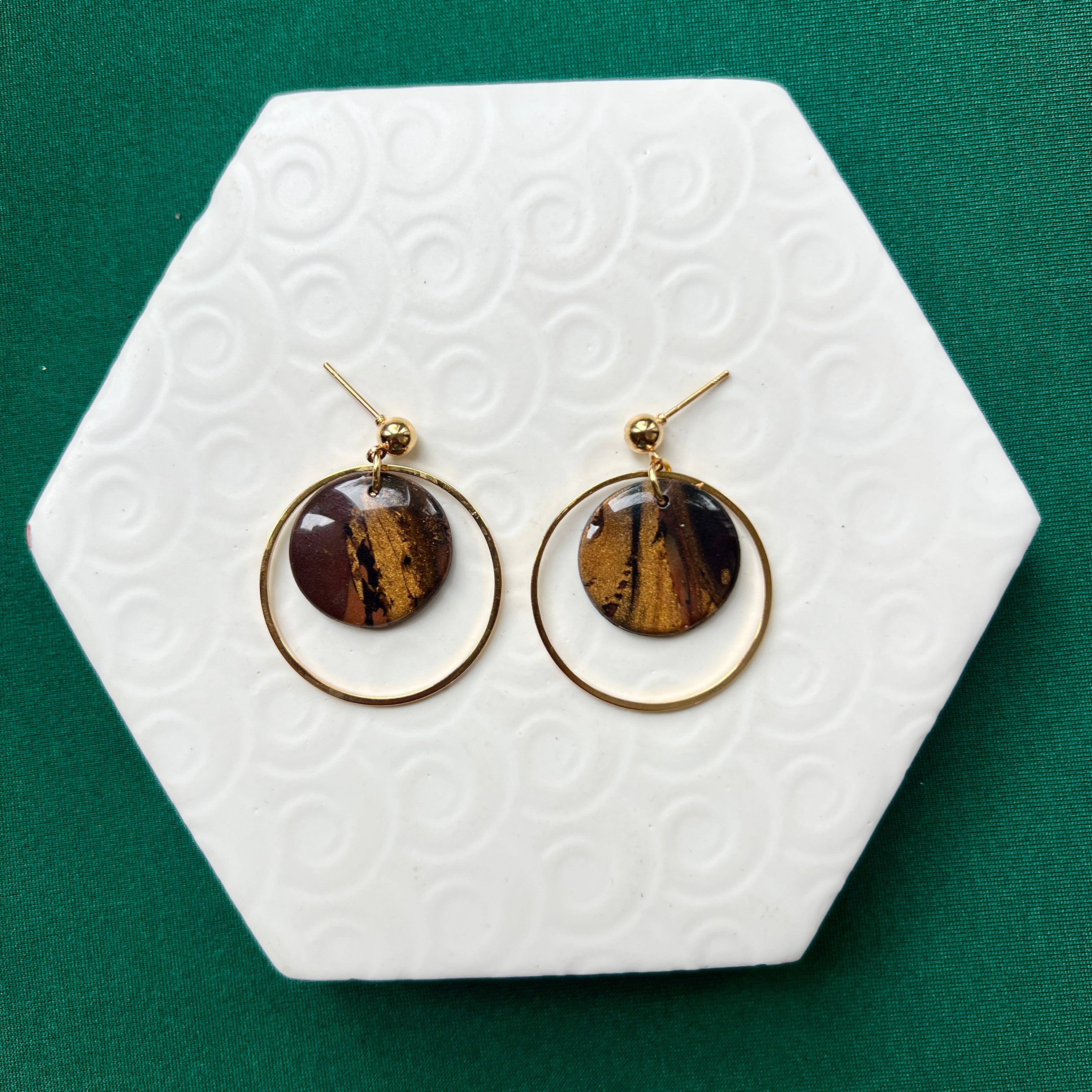 Jessie Black Mix Gold Hoop Ball Stud Earring