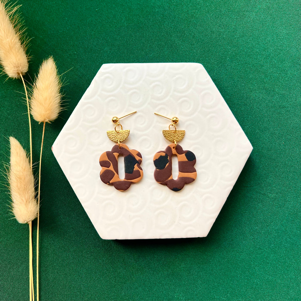 Nina Leopard Print Flower Earring