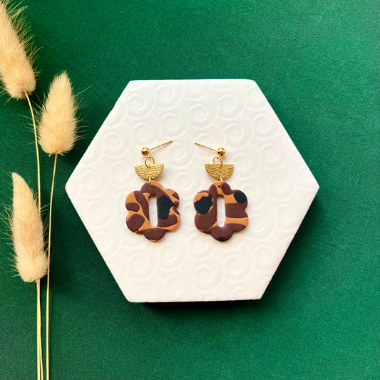 Nina Leopard Print Flower Earring