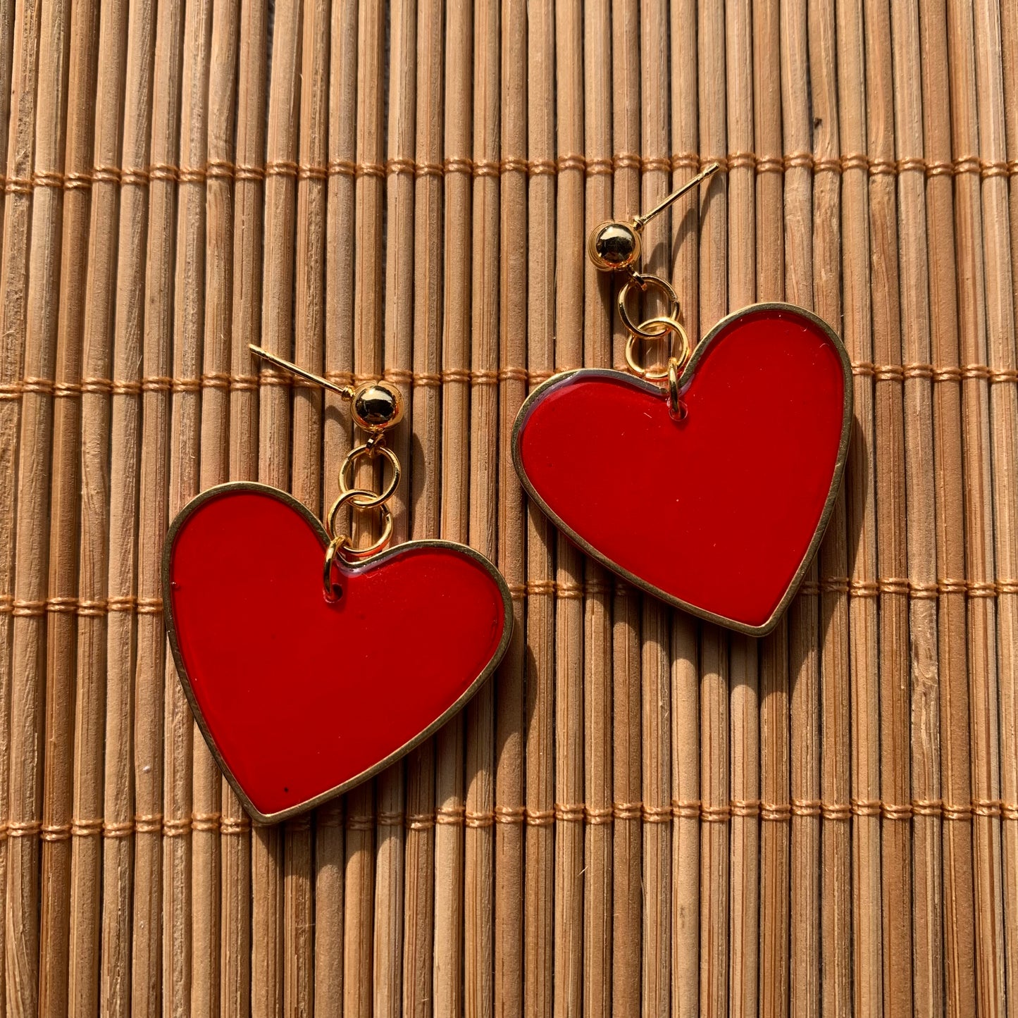 Harriet Heart Red Resin Ball Stud Earring