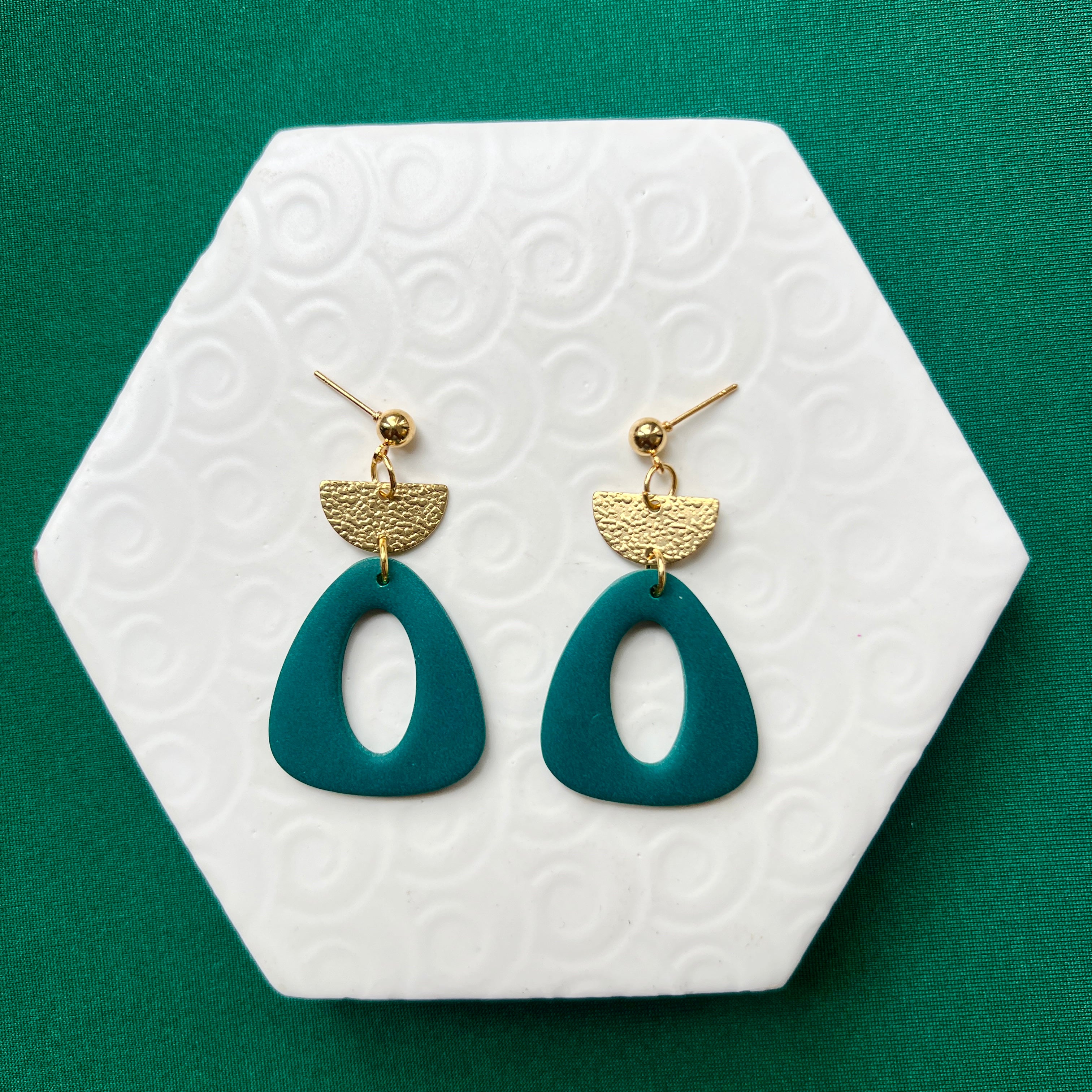 Carla Dark Teal Triangle Earring