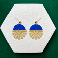 Indie Blue Brass Half Sun Charm Ball Stud Earring