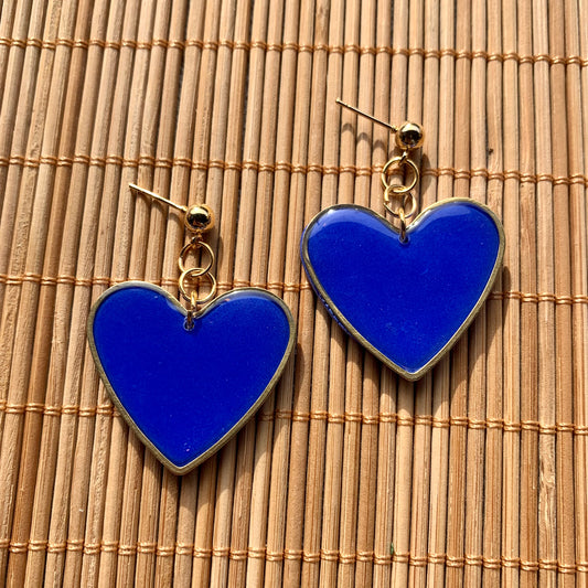 Harriet Heart Blue Resin Ball Stud Earring