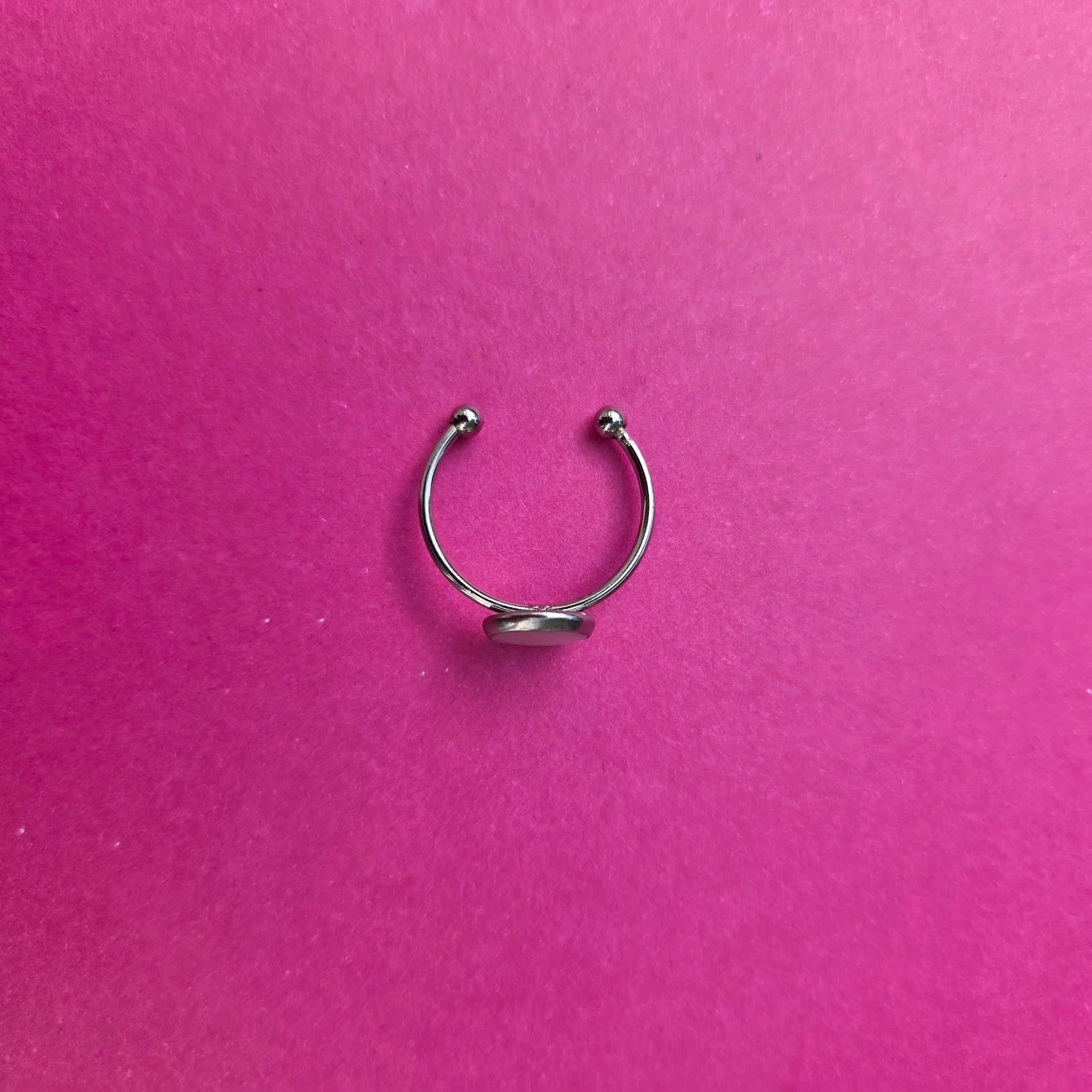 Black Metallic Mix Silver Adjustable Ring