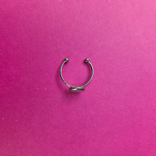 Black Metallic Mix Silver Adjustable Ring