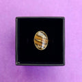 Brown Faux Stone Gold Plated Adjustable Ring