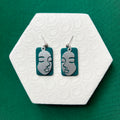 Janine Teal Silver Soild Face Charm Ball Stud Earring