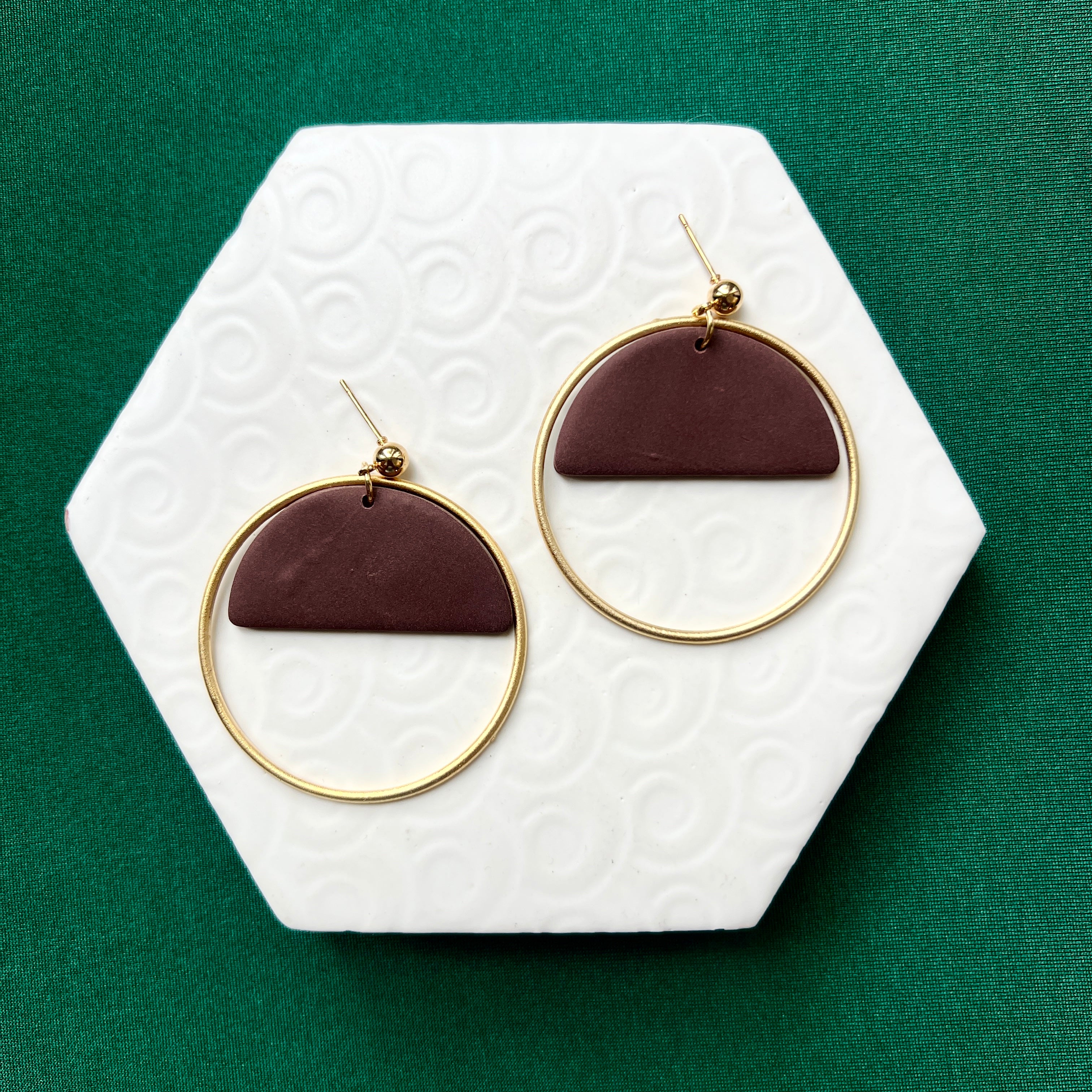 Coco Brown Large Hoop Ball Stud Earring
