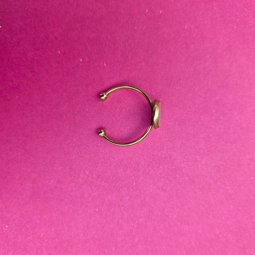 Blue Faux Stone Gold Plated Adjustable Ring