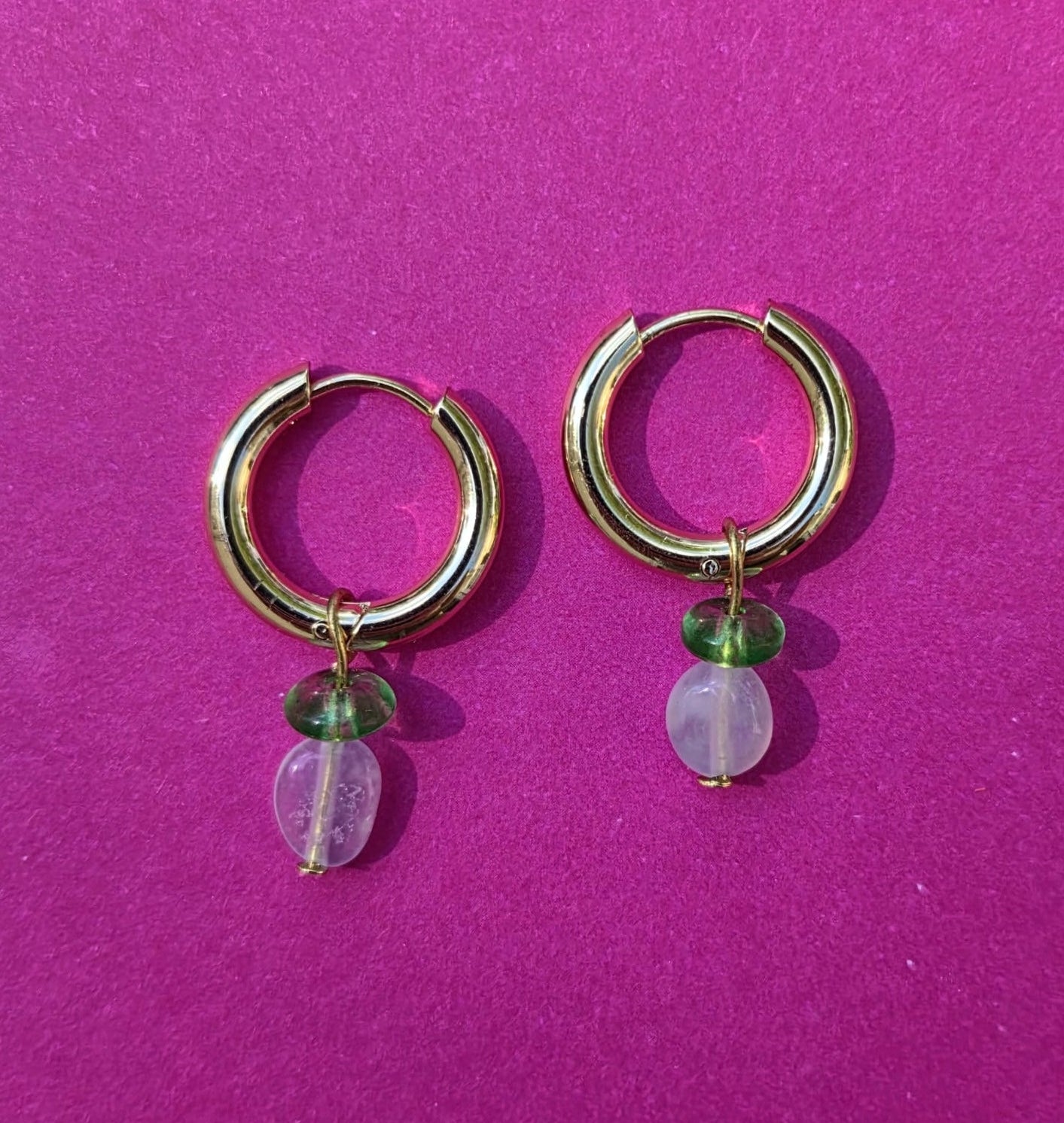 Wild Berry Gold Plated Huggie Hoops