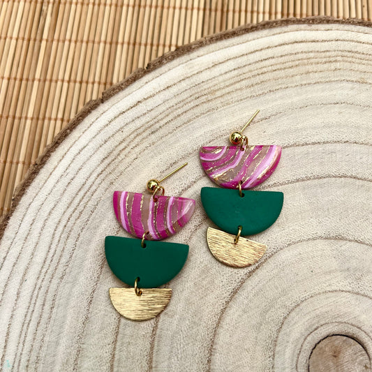 Heidi Stack Pink and Green Earring