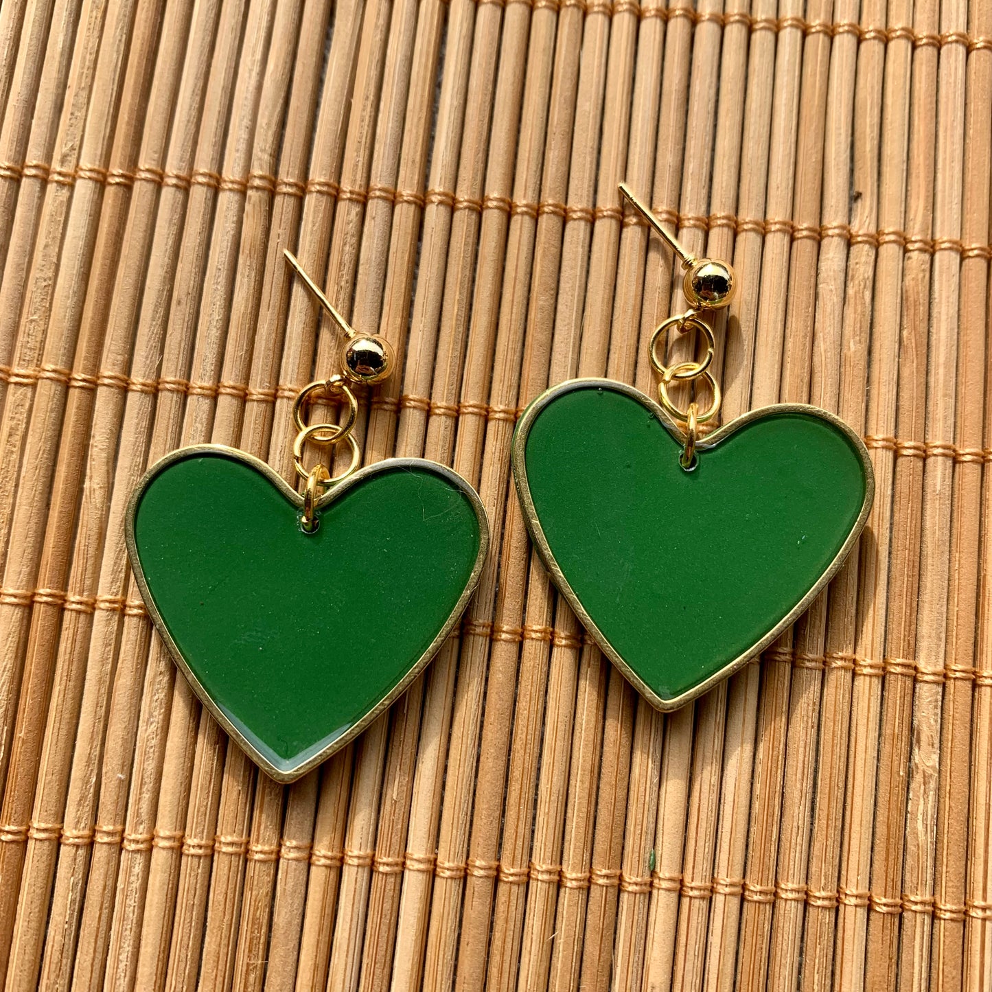 Harriet Heart Green Resin Ball Stud Earring