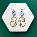Sasha Blue Polka Dot Gold Face Drop Earring