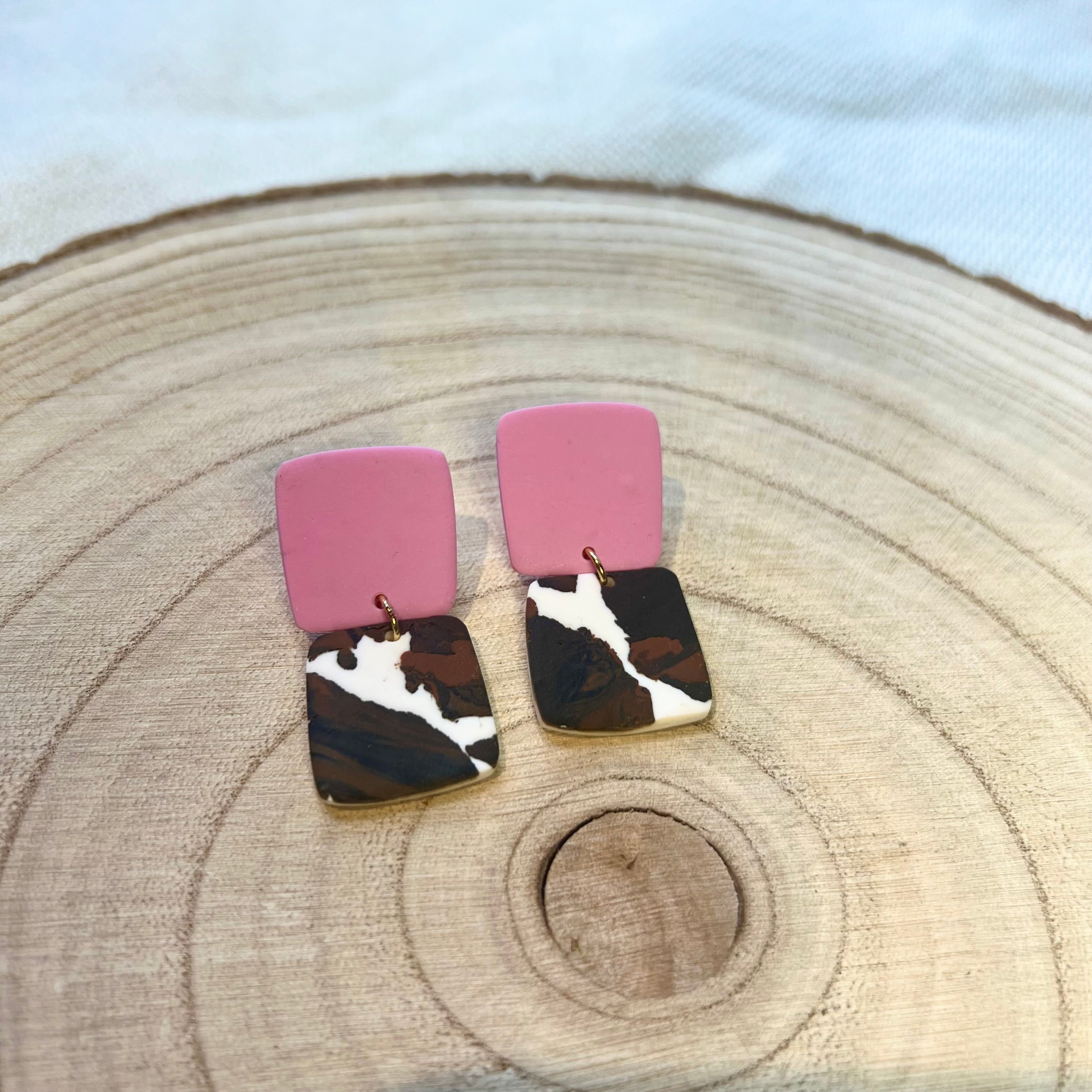 Millie Pink Cow Print Earring