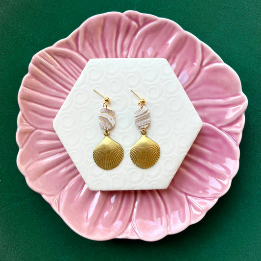 Isabella Pearl Clay and Shell Earring
