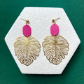 Georgia Pink Large Leaf Ball Stud Earring