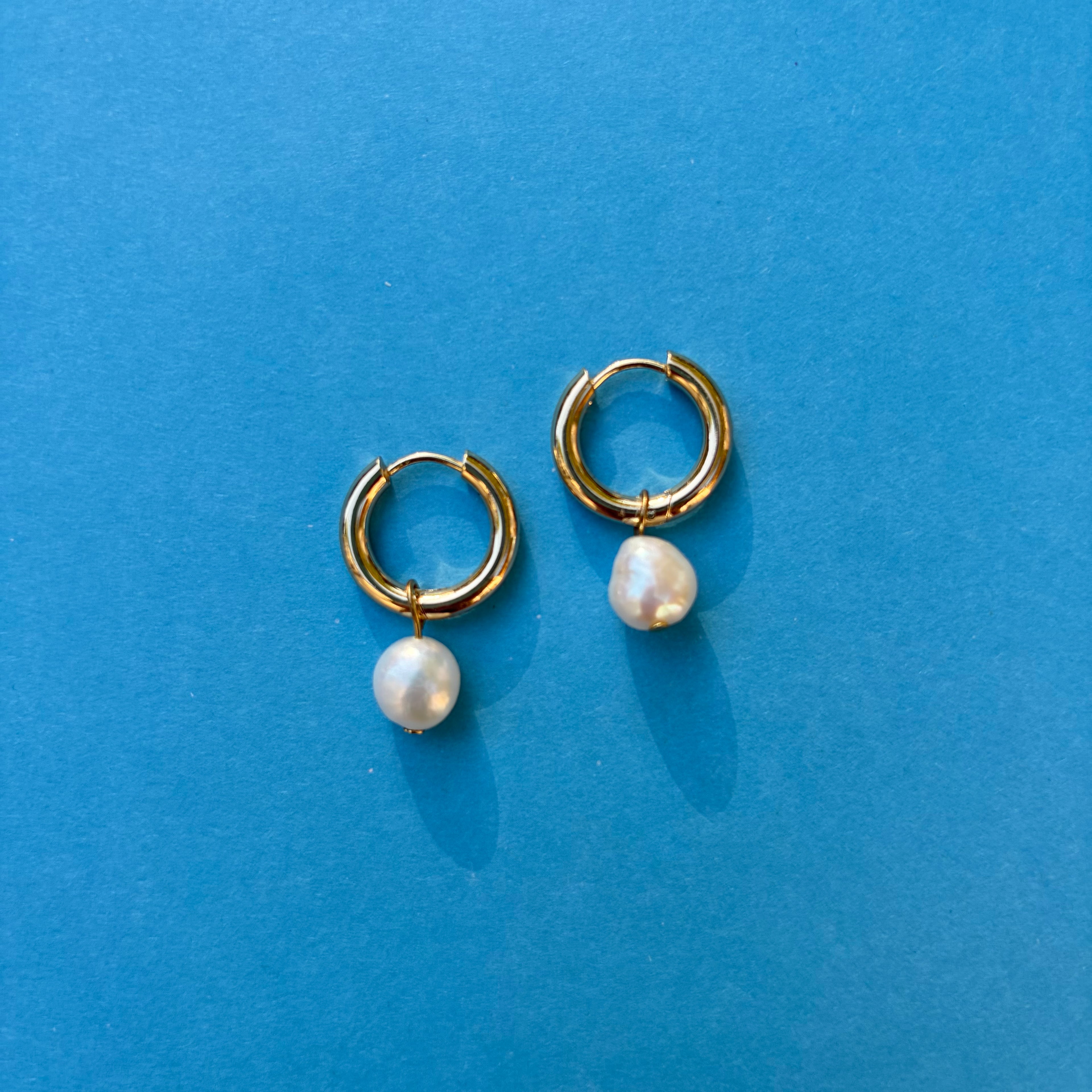 Sienna Gold Plated Huggie Hoops With Pearl