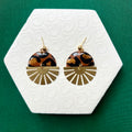 Indie leopard Brass Shine Half Sun Charm Ball Stud Earring