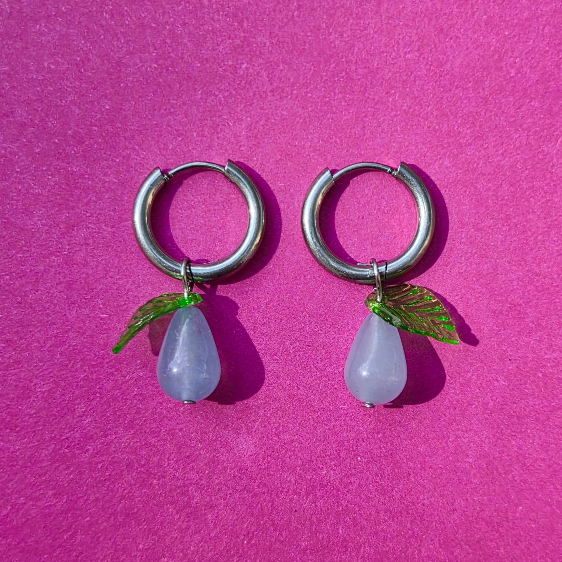 Lilac Bloom Silver Steel Huggie Hoops