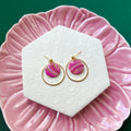 Jessie Pink Metallic Gold Hoop Ball Stud Earring