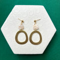 Nia White and Gold with Gold Brass Hoop Ball Stud Earring