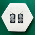 Janine Black Silver Soild Face Charm Ball Stud Earring