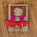 Flame Pink & Red Art Deco Ball Stud Earring