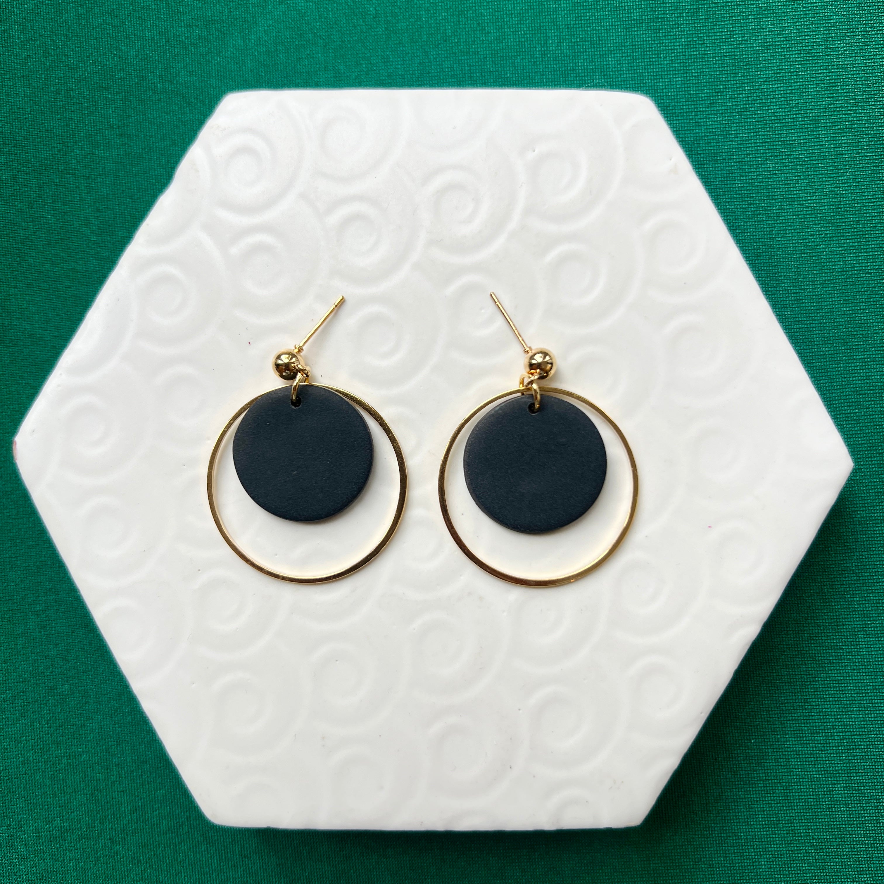 Jessie Black With Gold Hoop Ball Stud Earring