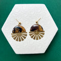 Indie Black Mix Brass Shine Half Sun Charm Ball Stud Earring