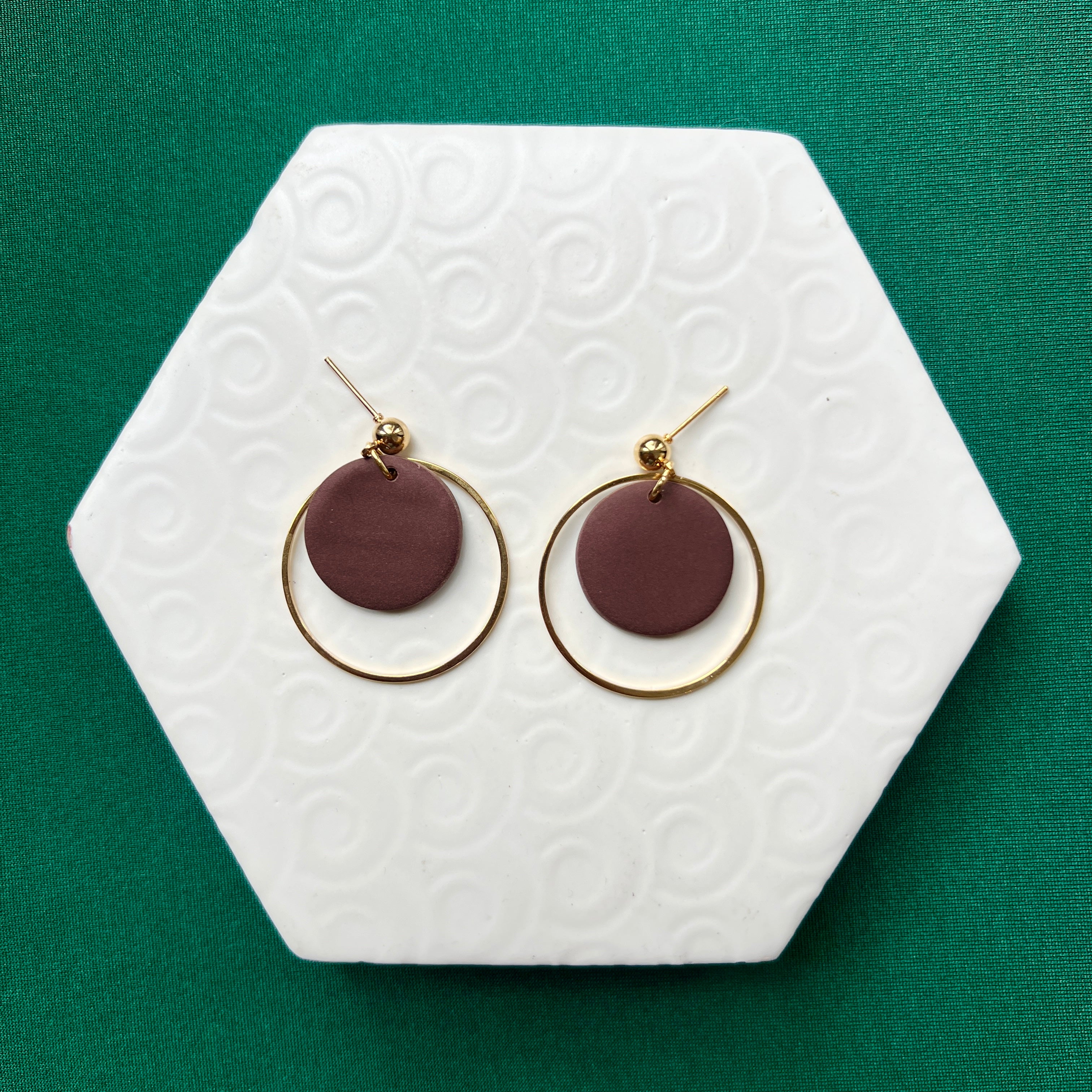 Jessie Brown With Gold Hoop Ball Stud Earring
