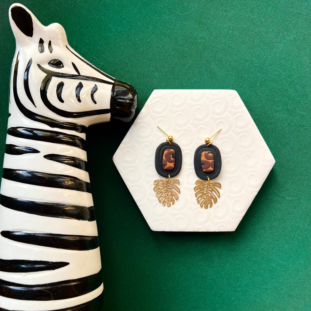 Rianna Leopard Print with Leaf Earring