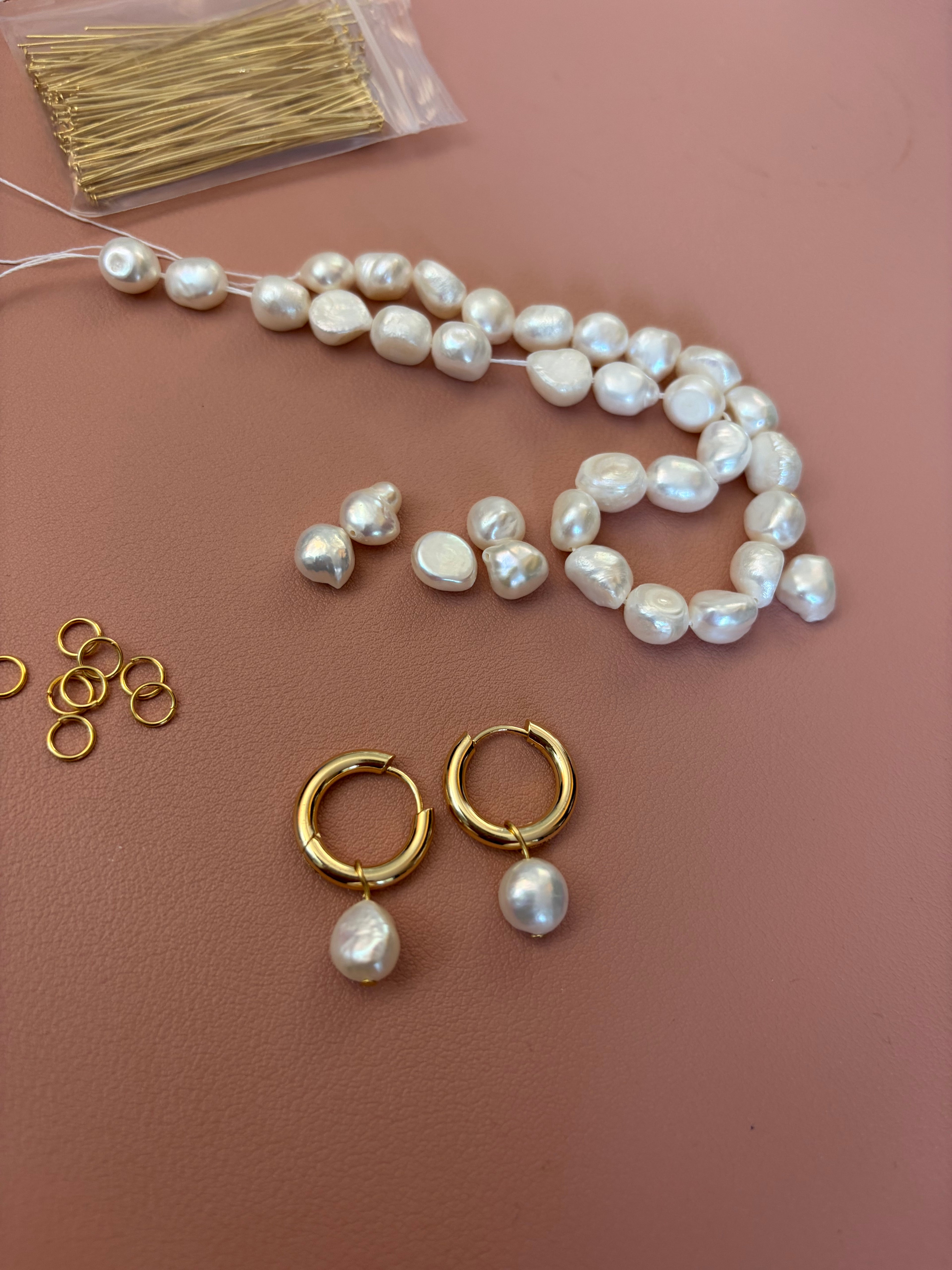 Sienna Silver Steel Huggie Hoops With Pearl
