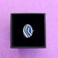 Blue Faux Stone Gold Plated Adjustable Ring
