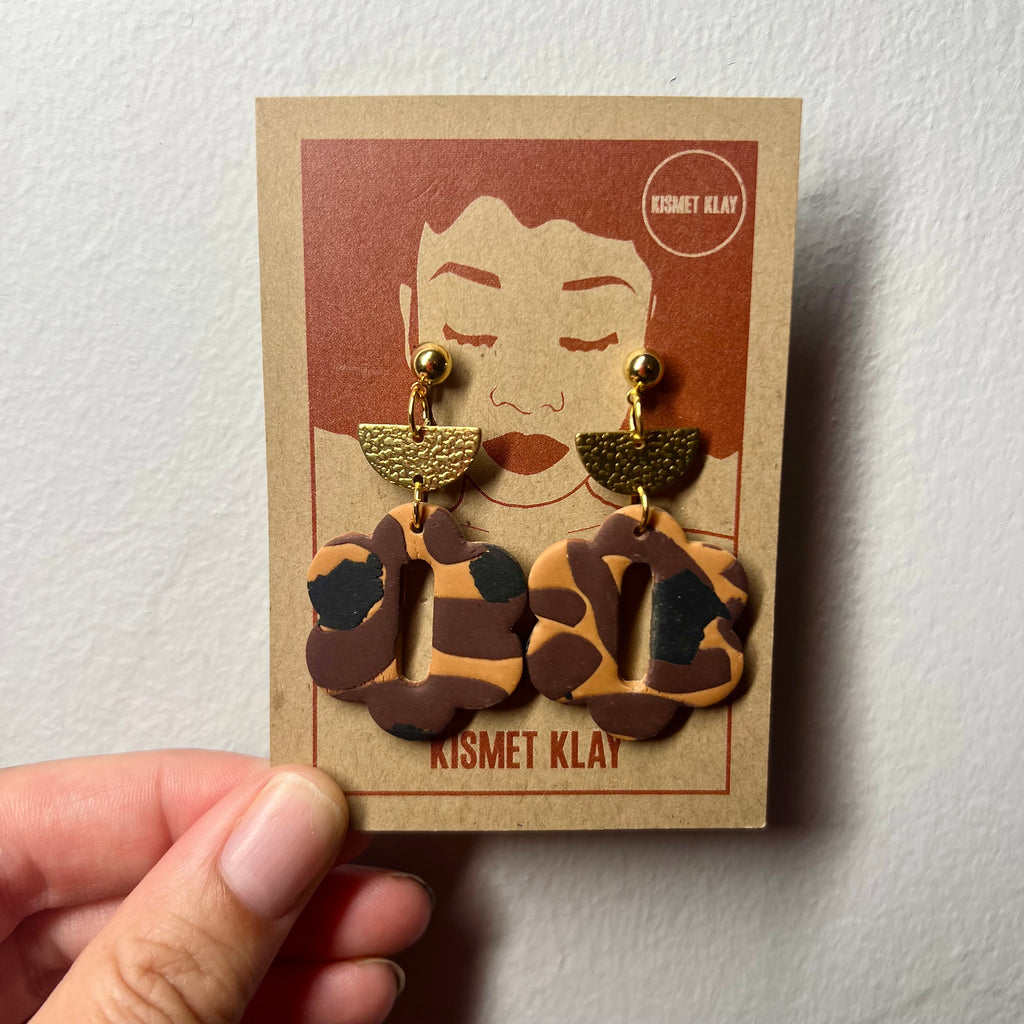 Nina Leopard Print Flower Earring