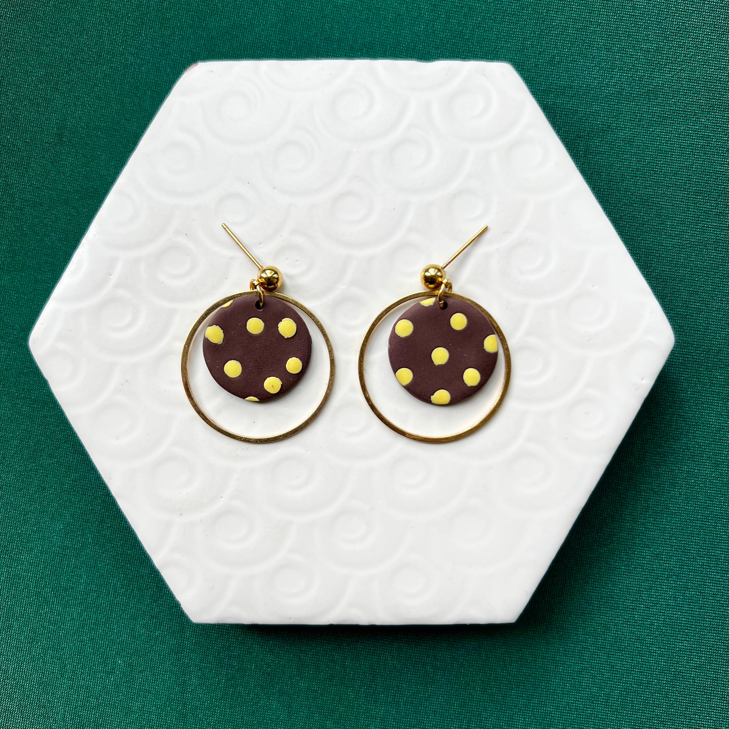 Jessie Brown Polka Dot Hoop Drop Earring